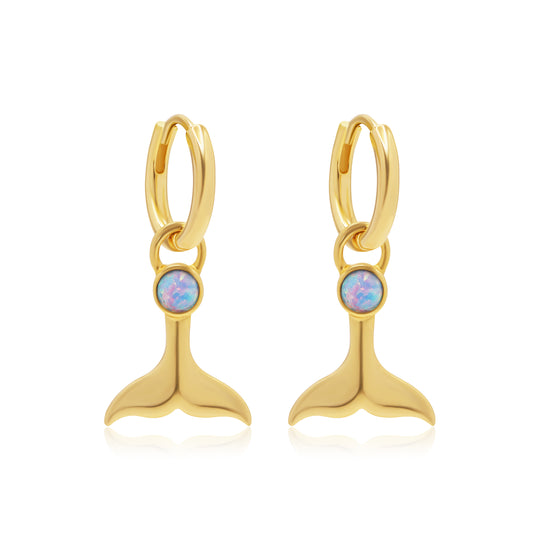 La Sirene Blue Opal Gold Hoops
