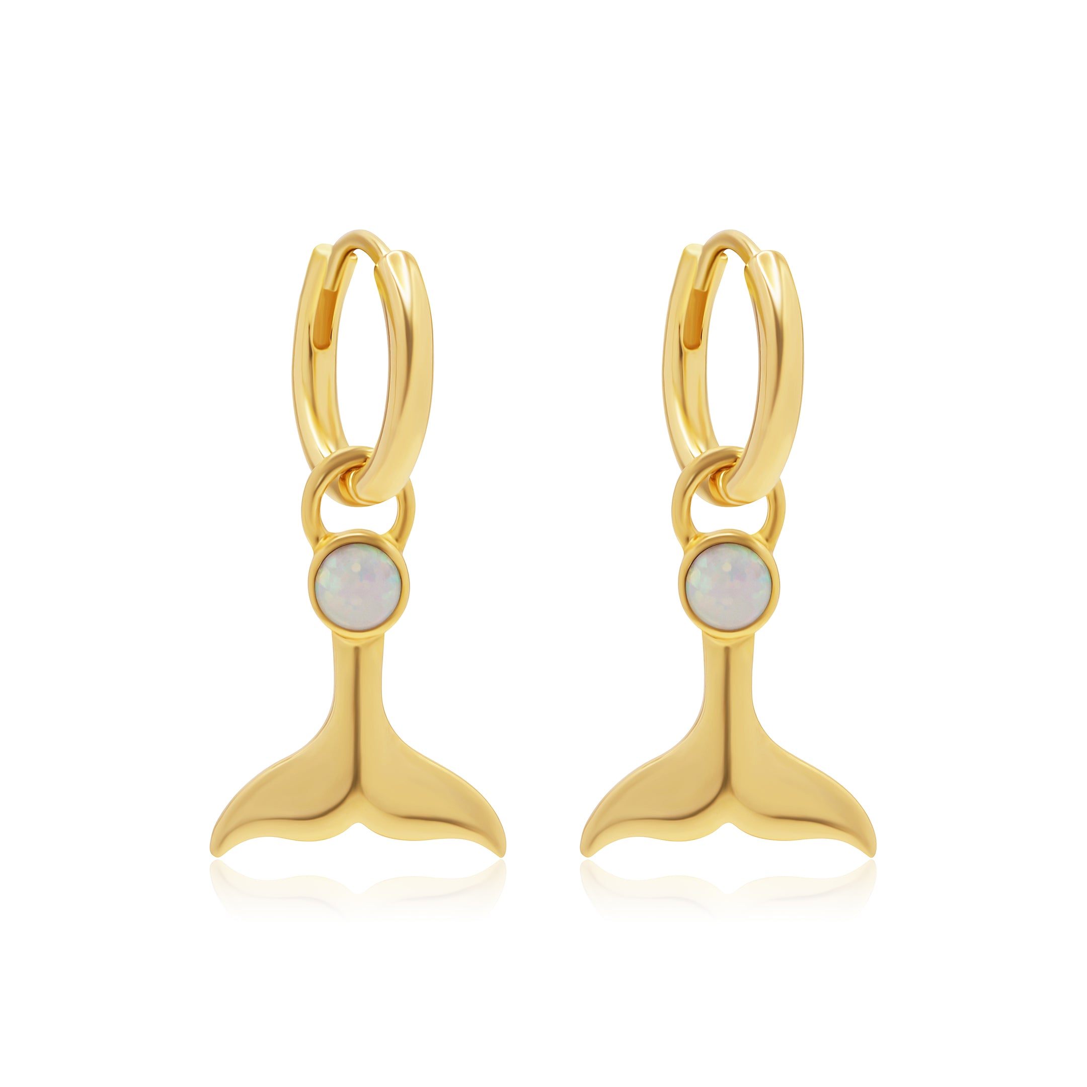 La Sirene White Opal Gold Hoops