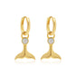 La Sirene White Opal Gold Huggie Earrings