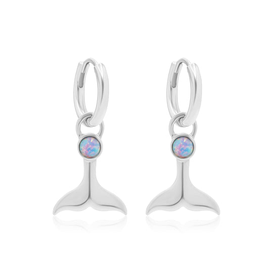 La Sirene Blue Opal Silver Hoops