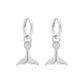 La Sirene White Opal Silver Huggie Earrings