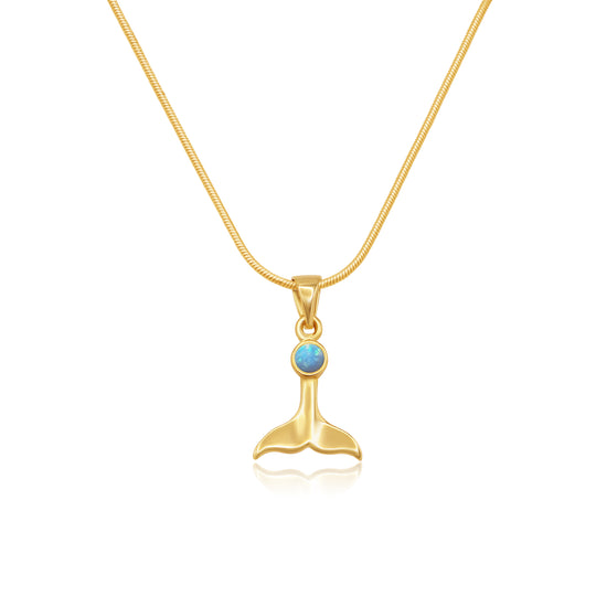 La Sirene Blue Opal Gold Necklace
