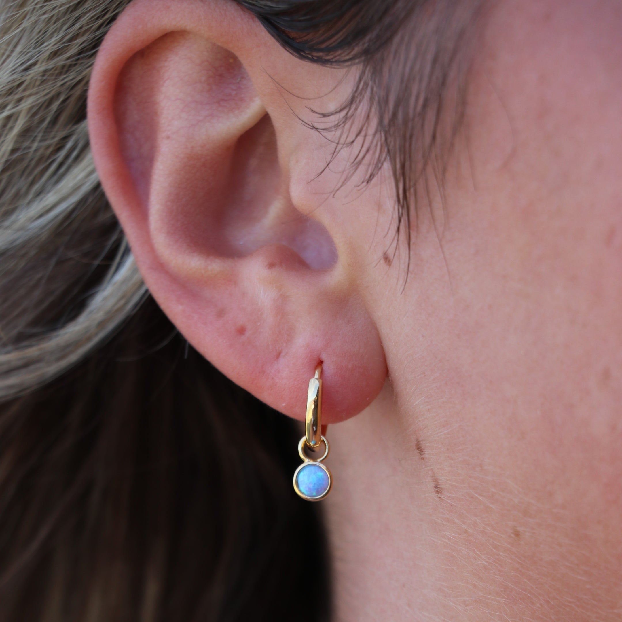 Mazu Blue Opal Gold Hoop
