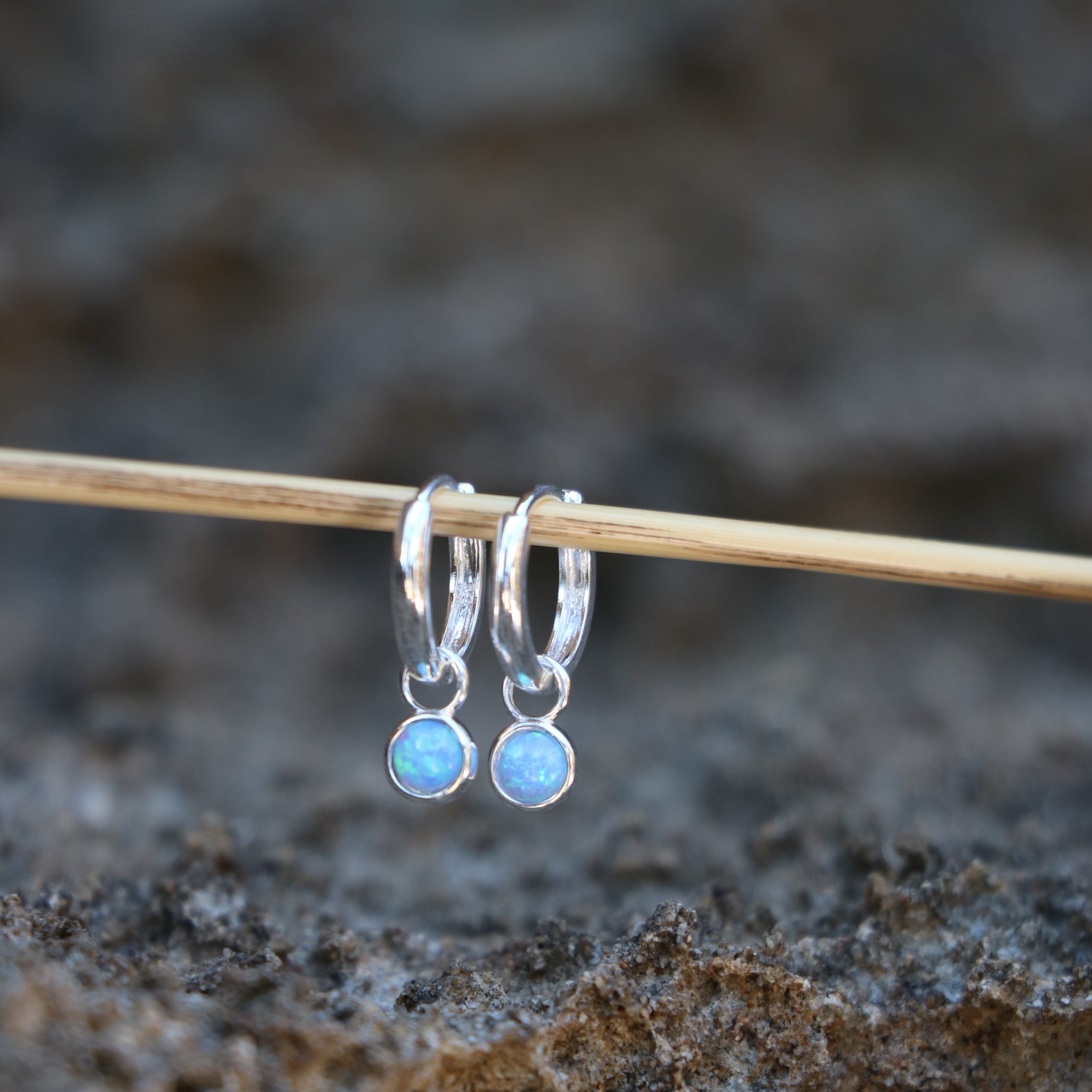 Mazu Blue Opal Silver Hoop WHOLESALE