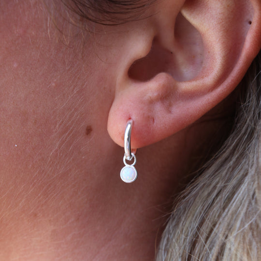 Mazu White Opal Silver Hoop WHOLESALE