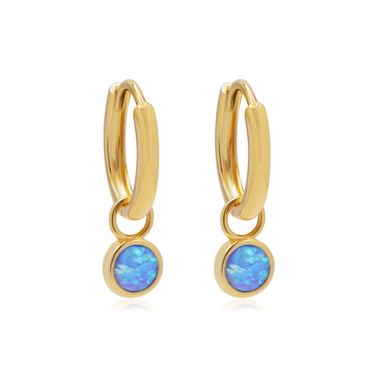 Mazu Blue Opal Gold Hoop