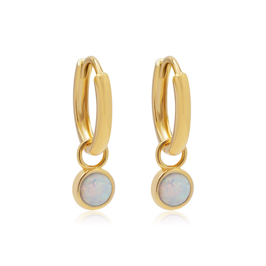 Mazu White Opal Gold Hoop