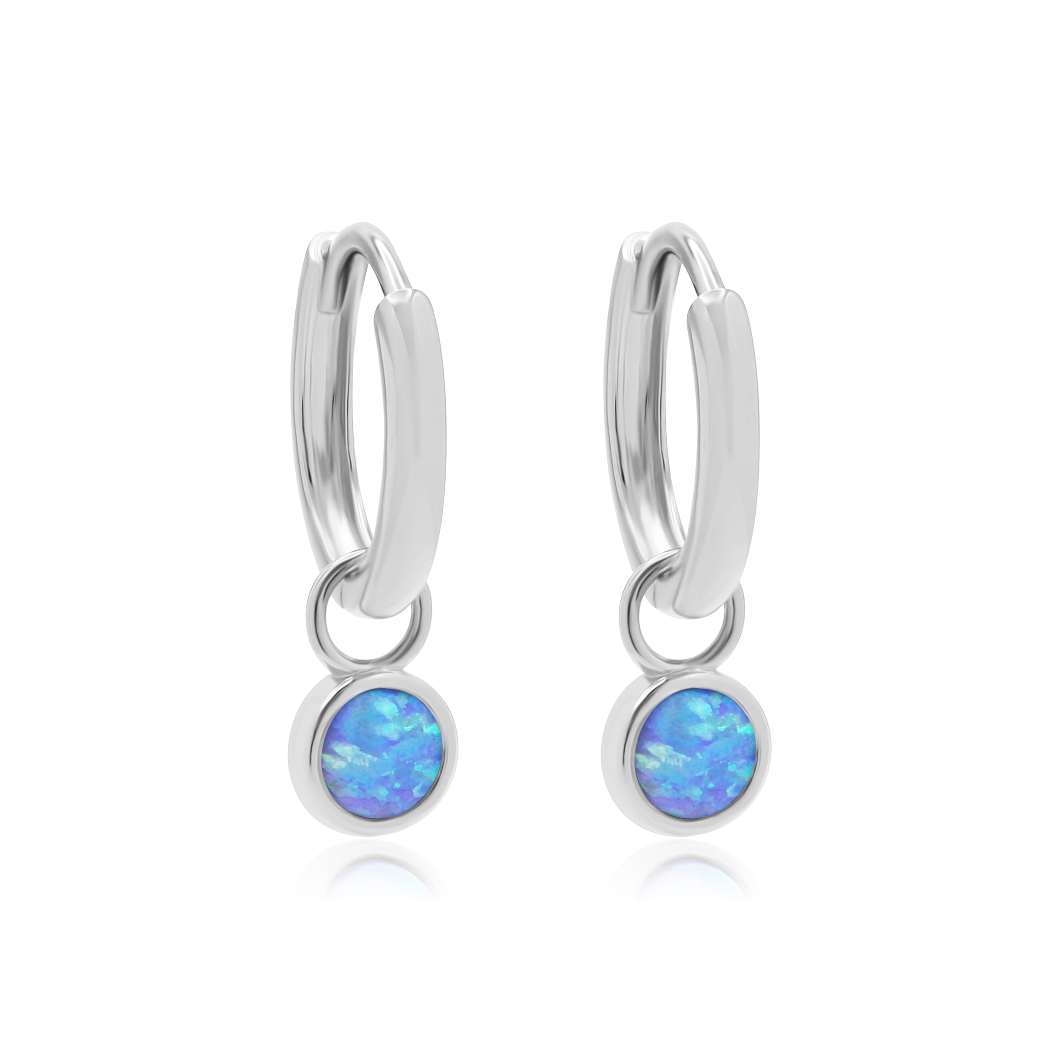 Mazu Blue Opal Silver Hoop WHOLESALE