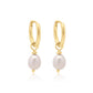 Mini Freshwater Pearl Gold Huggie Earrings