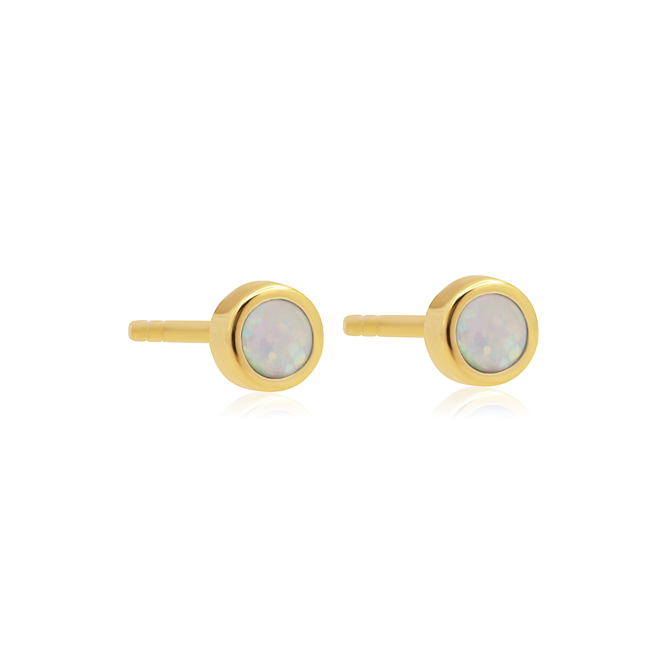 Opal Gold Studs White