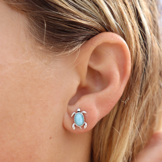 Sea Turtle Larimar Studs WHOLESALE