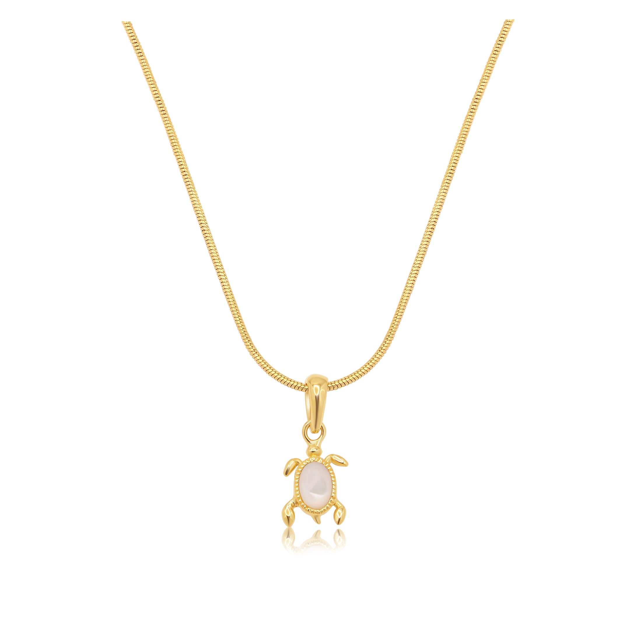 Sea Turtle Mother of Pearl Gold Necklace
