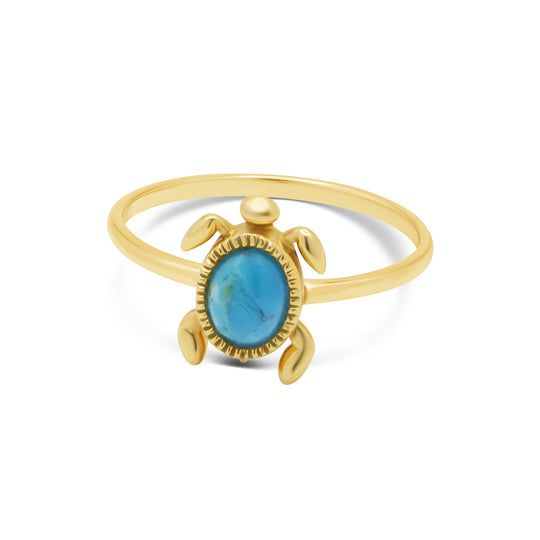 Sea Turtle Turquoise Gold Ring