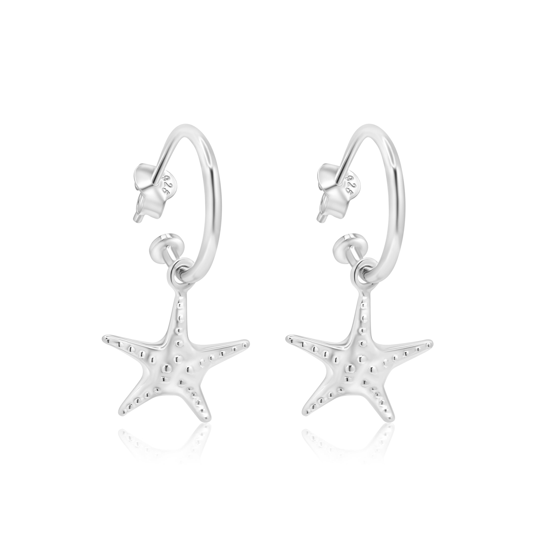 Starfish Silver Hoop