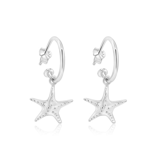 Starfish Silver Hoop