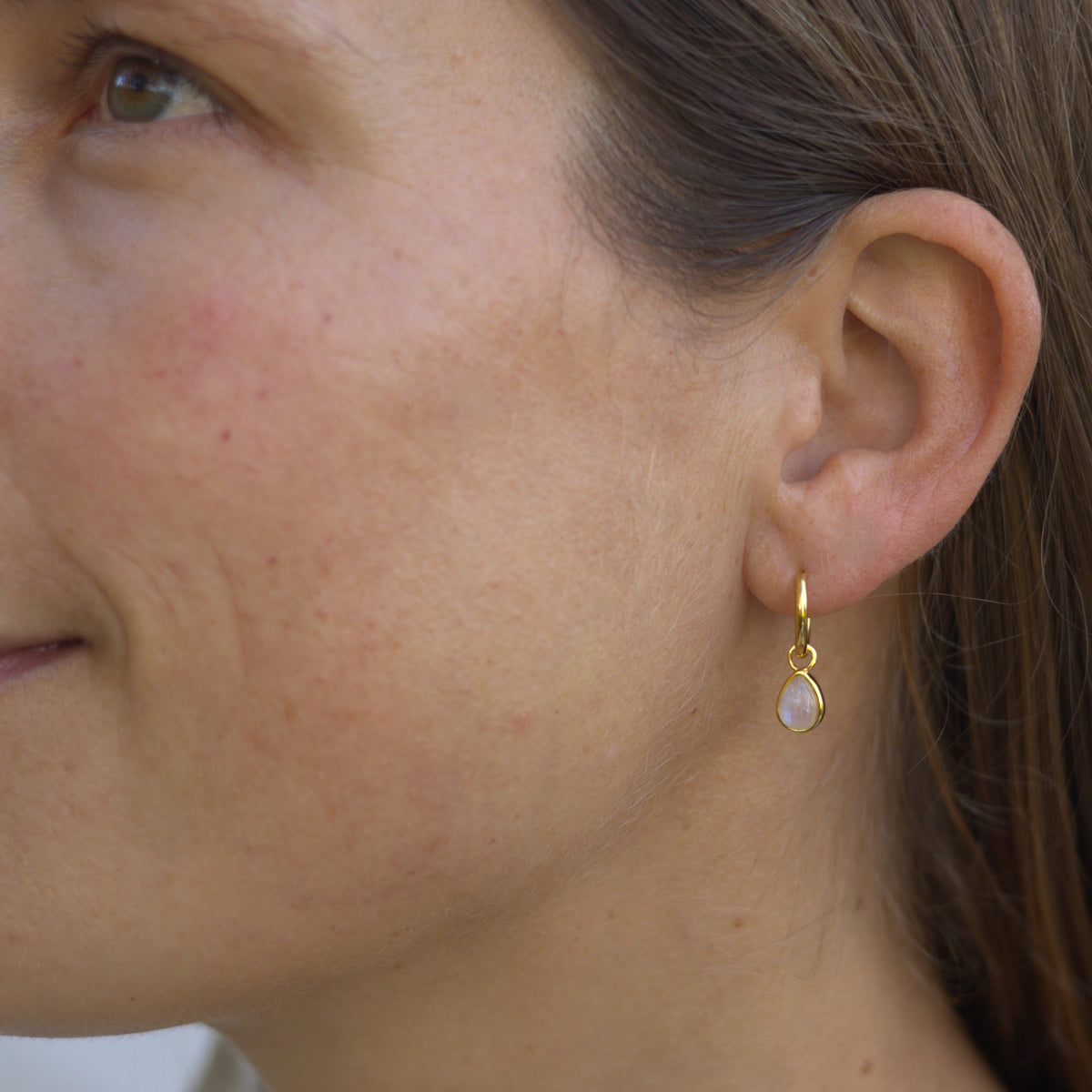 Tallulah Moonstone Gold Huggie Earrings