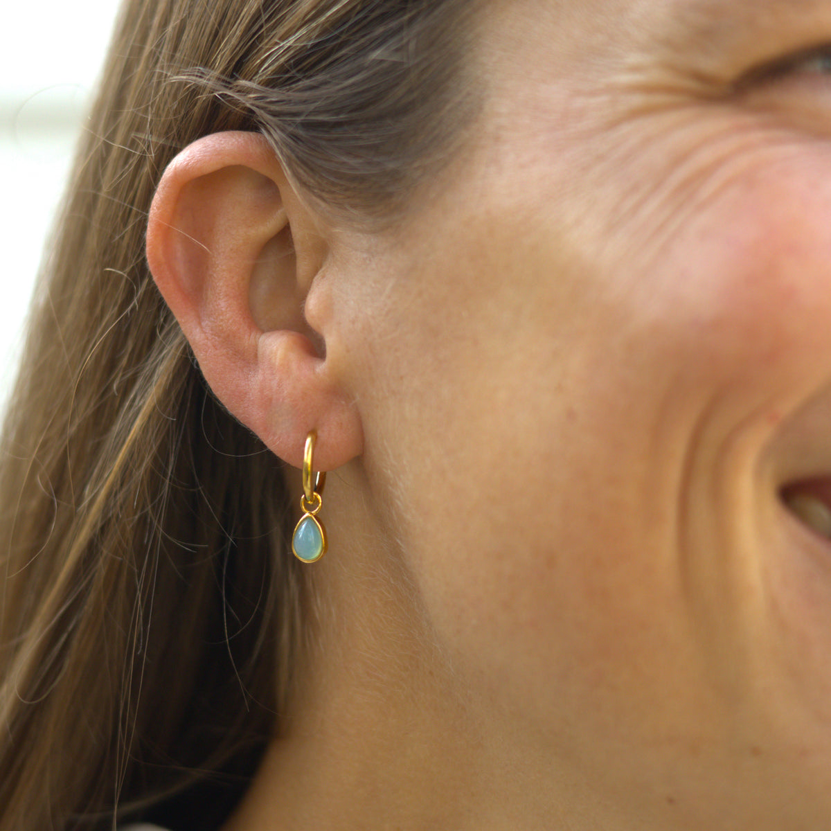 Tallulah Chalcedony Gold Huggie Earrings