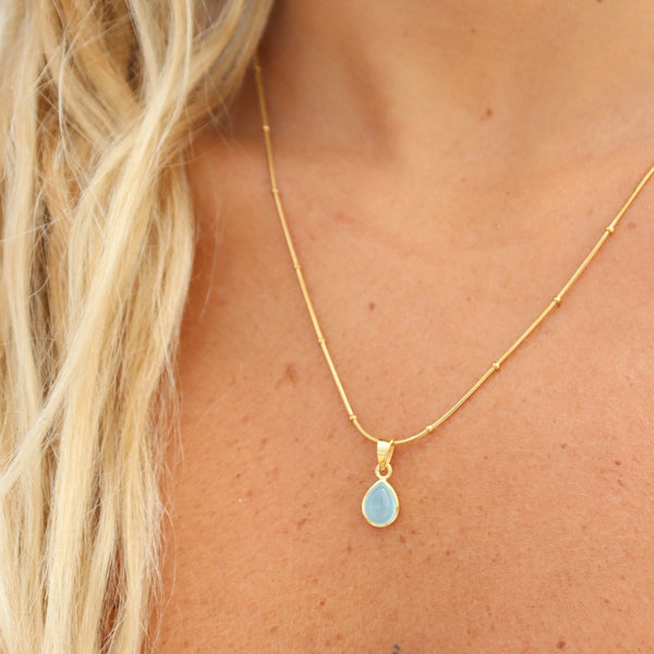 Tallulah Gold Necklace Chalcedony Blue WHOLESALE