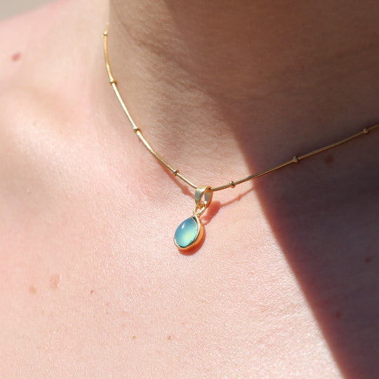 Tallulah Gold Necklace Chalcedony Blue WHOLESALE