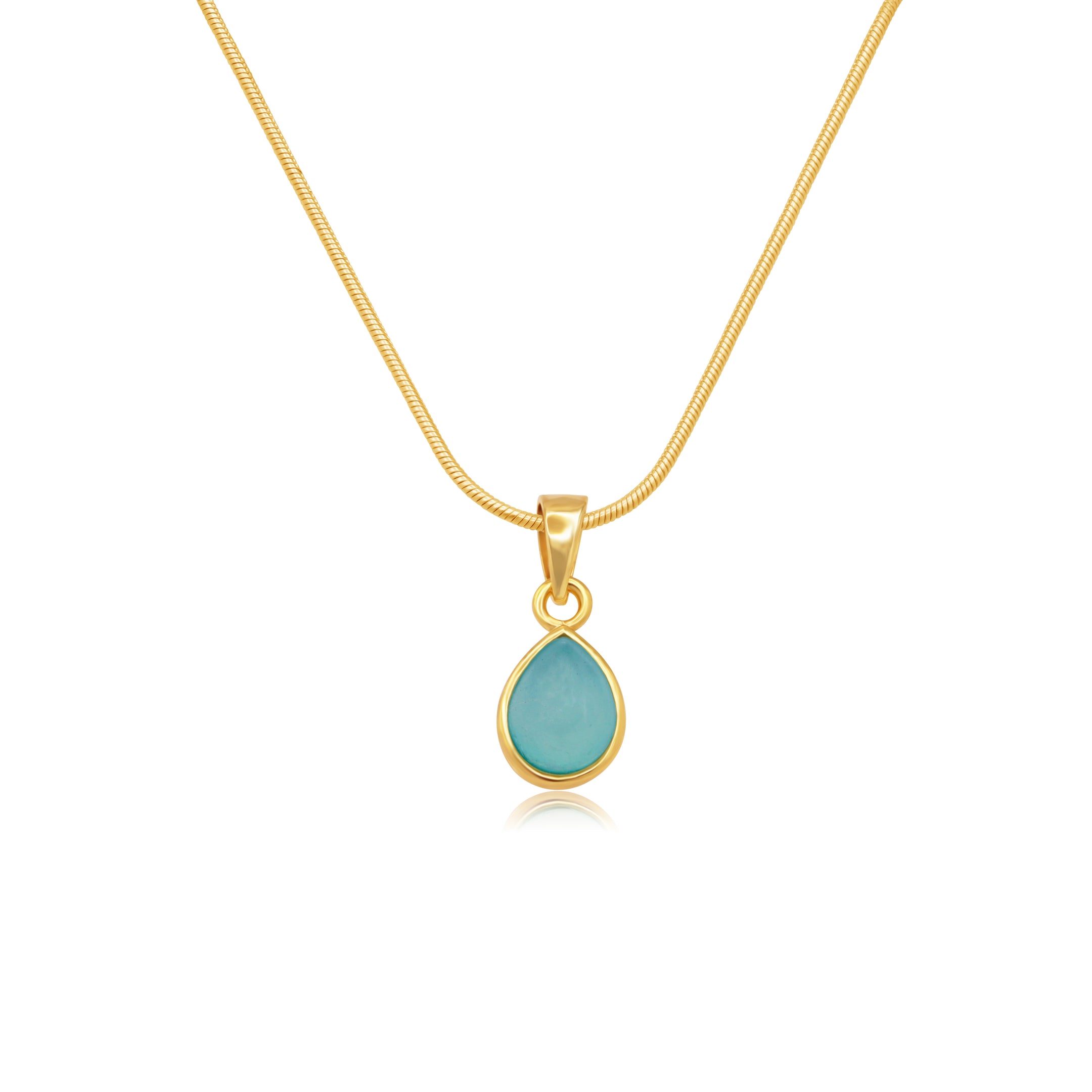 Tallulah Gold Necklace Chalcedony Blue