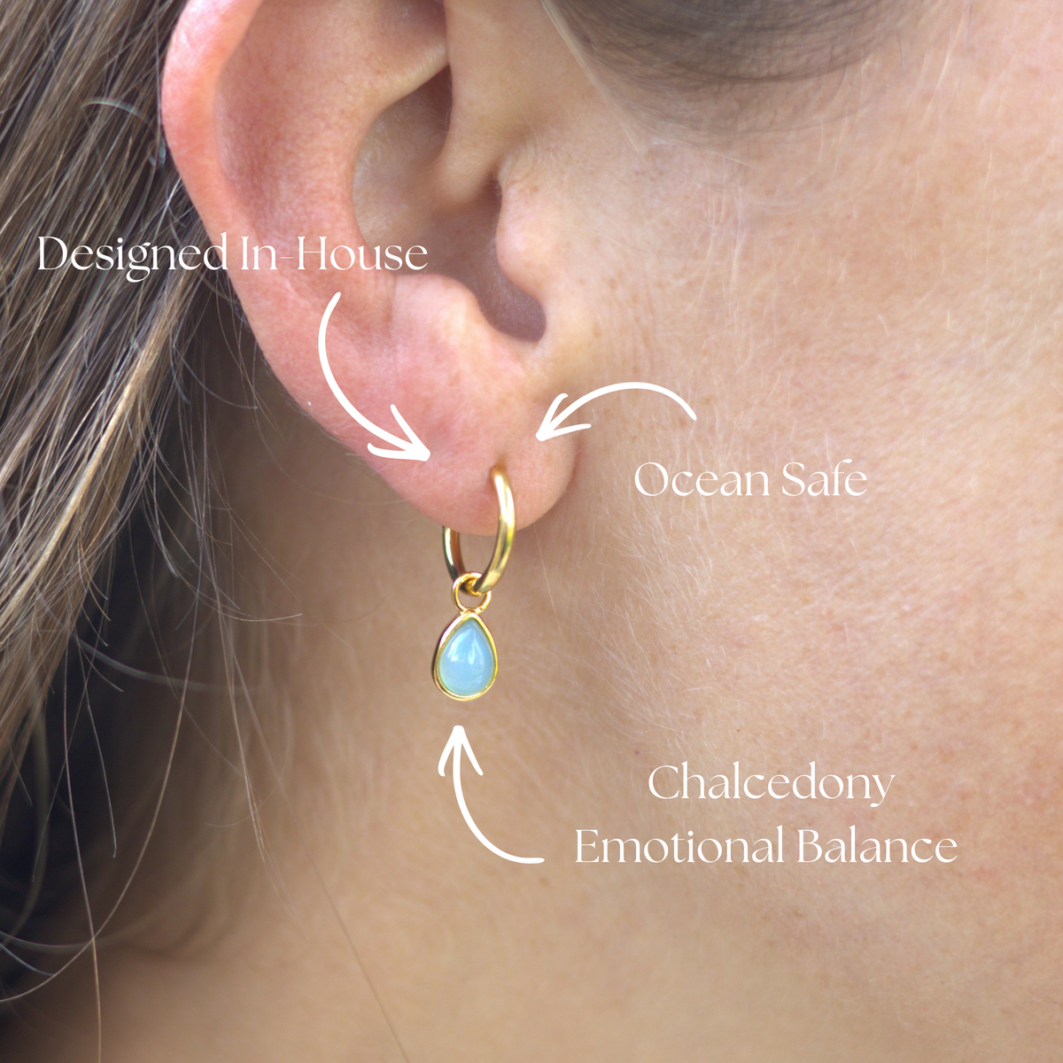 Tallulah Chalcedony Gold Huggie Earrings