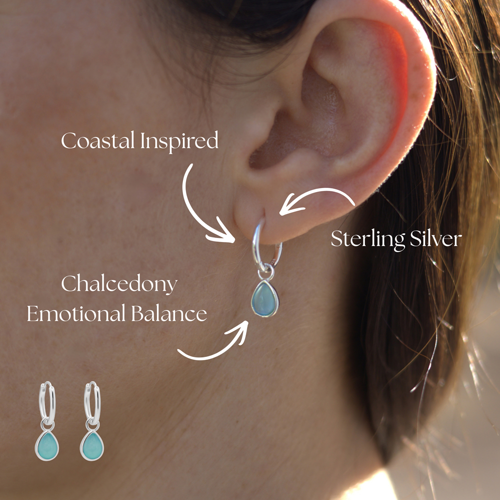 Tallulah Chalcedony Silver Huggie Earrings