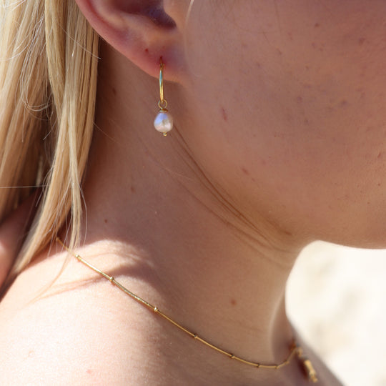 Tessa Freshwater Pearl Hoop Gold