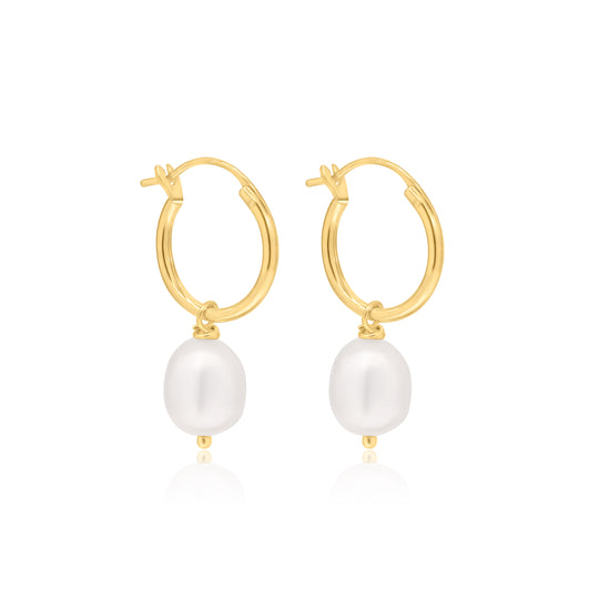Tessa Freshwater Pearl Hoop Gold