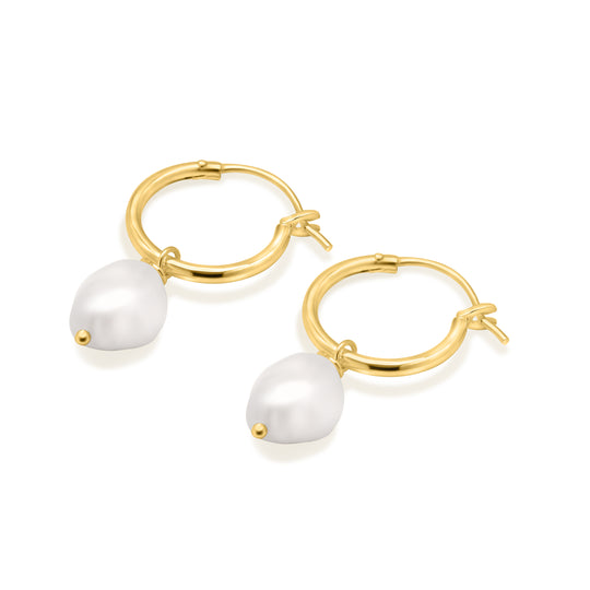 Tessa Pearl Hoop Gold Large