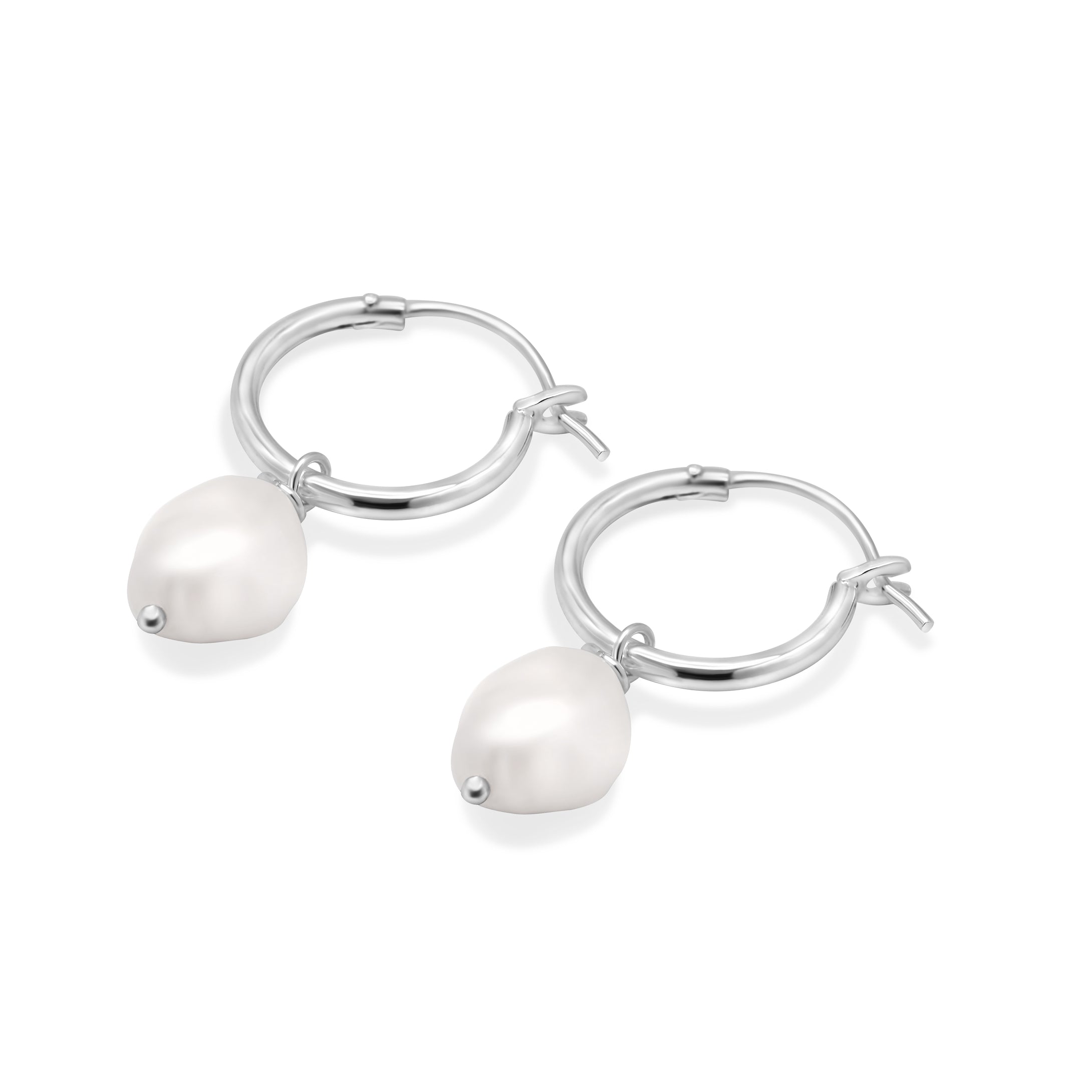 Tessa Pearl Hoop Silver Large