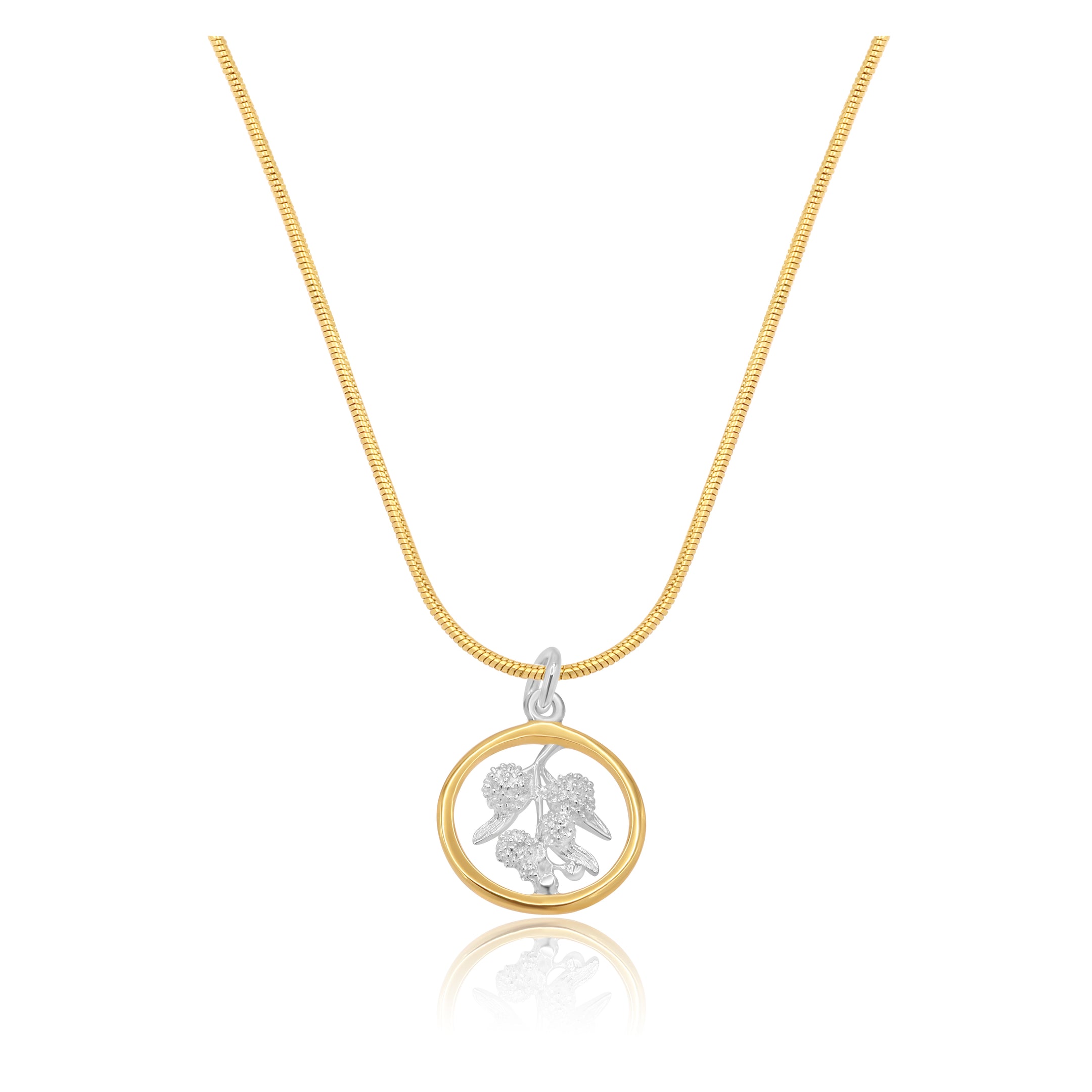 Australian Wattle Gold Rim Necklace
