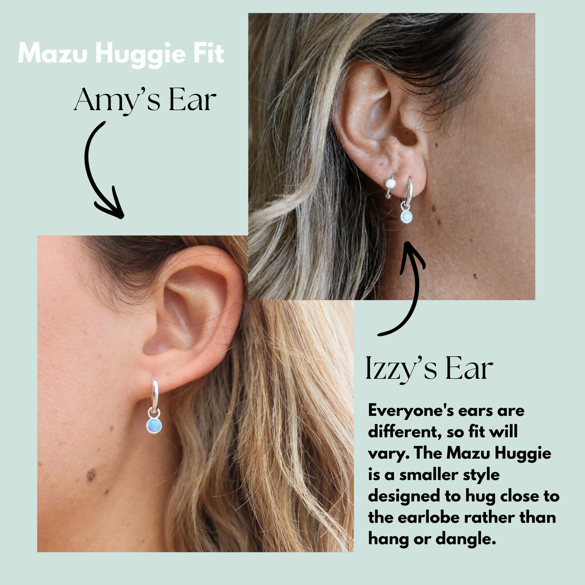 Mazu Blue Opal Silver Huggie Earrings