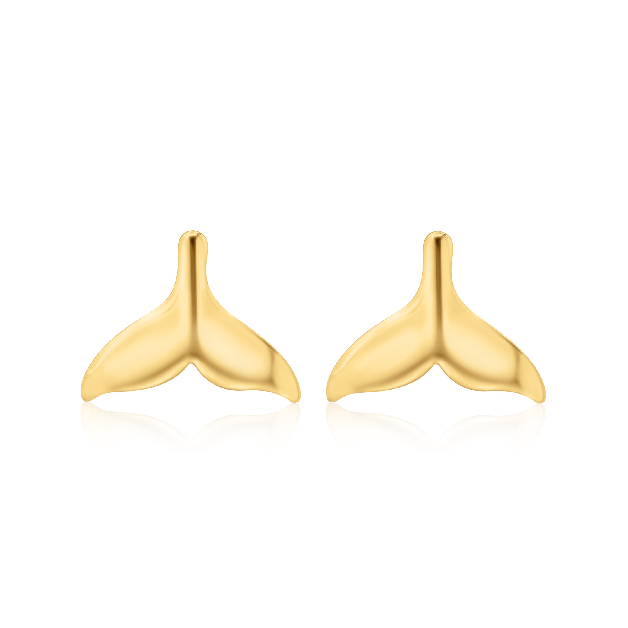 Whale Tail Studs Gold