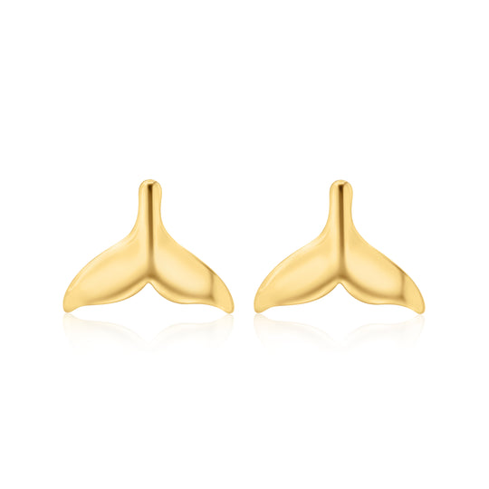 Whale Tail Studs Gold