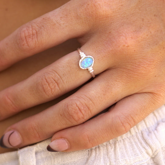 Ariel Blue Opal Silver Ring