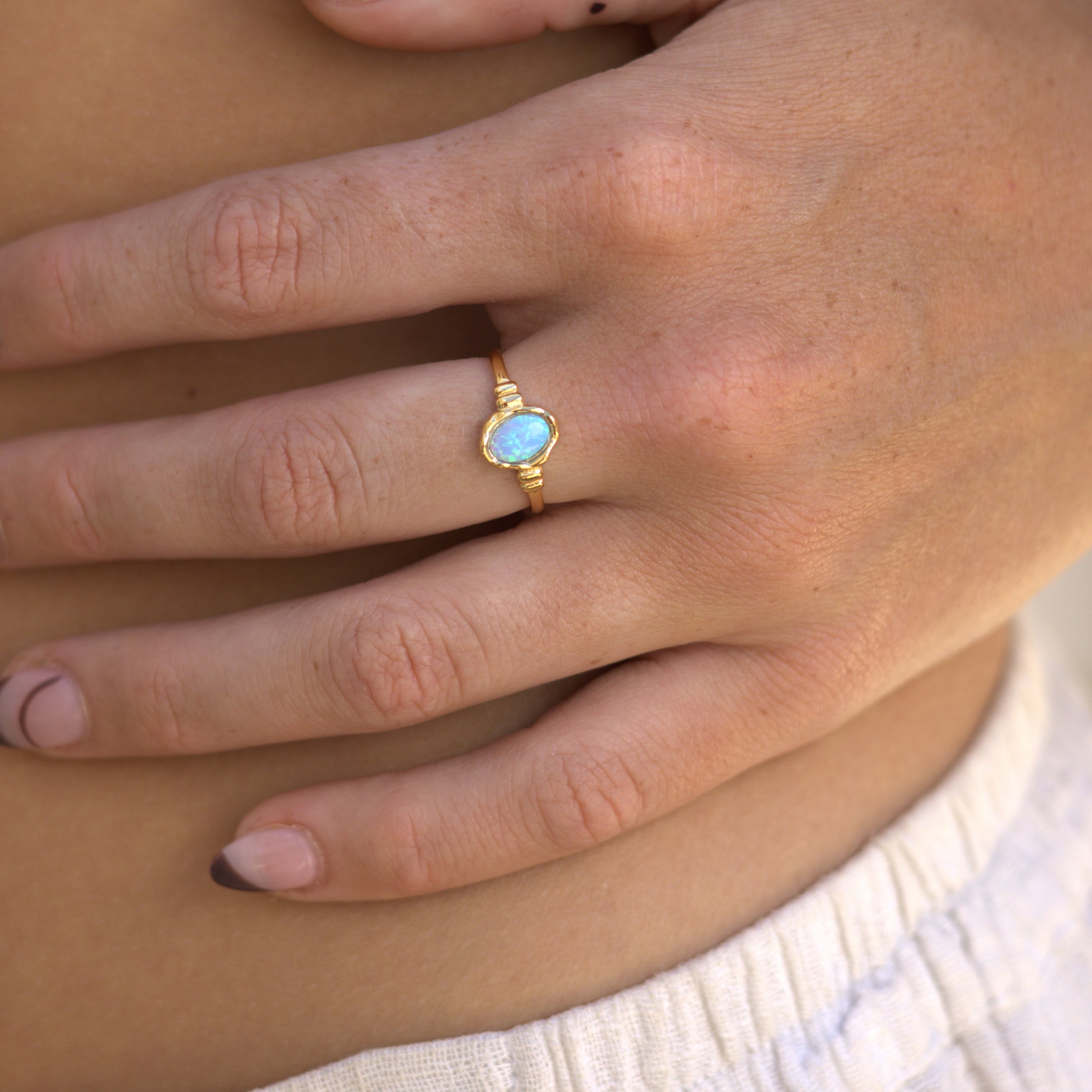 Ariel Blue Opal Gold Ring