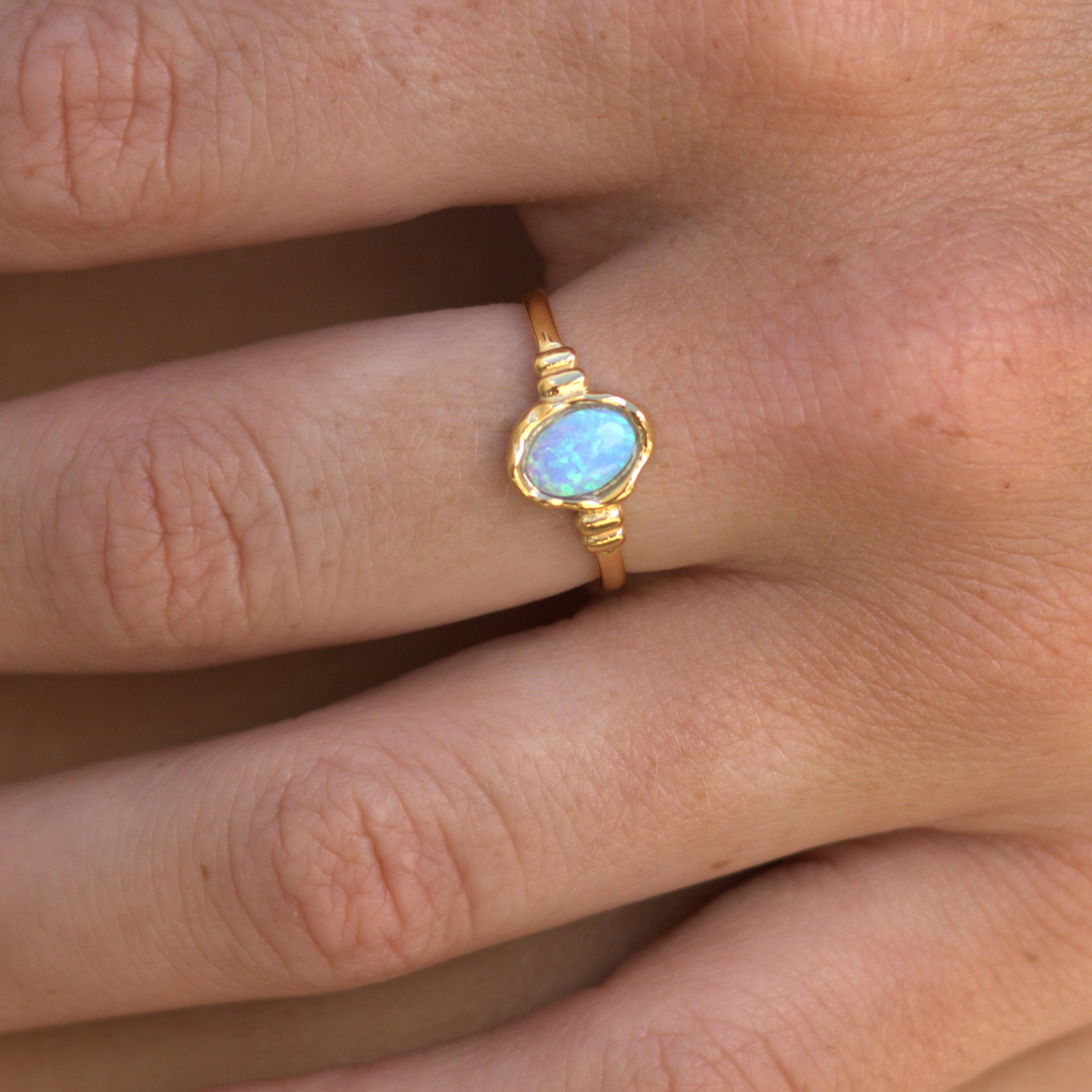 Ariel Blue Opal Gold Ring