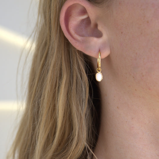 Ariel White Opal Gold Hoops