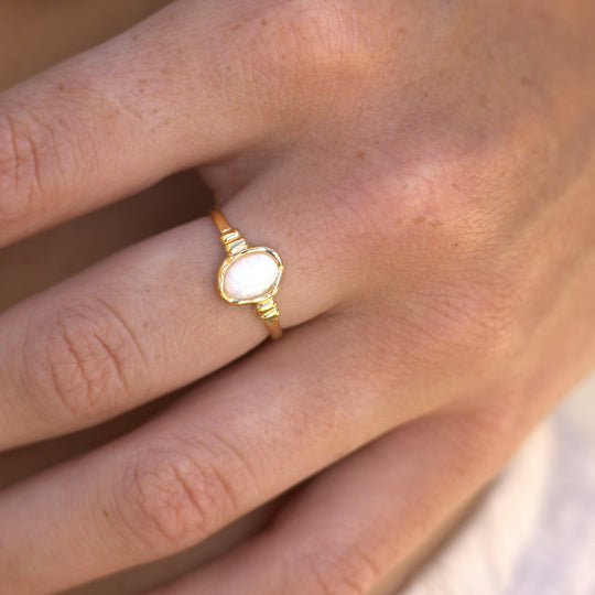 Ariel White Opal Gold Ring
