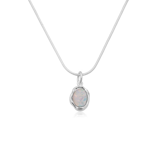 Ariel White Opal Silver Necklace