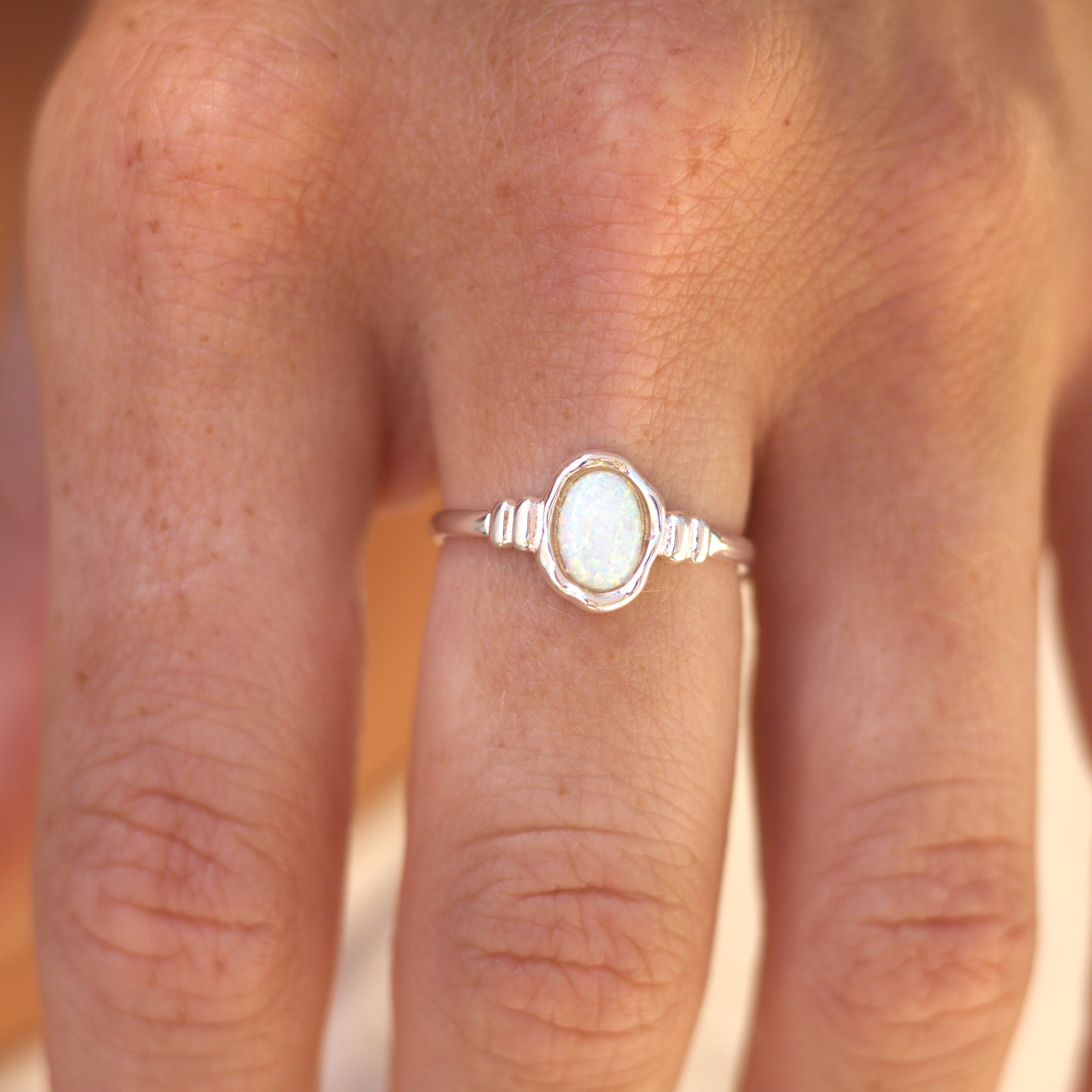 Ariel White Opal Silver Ring