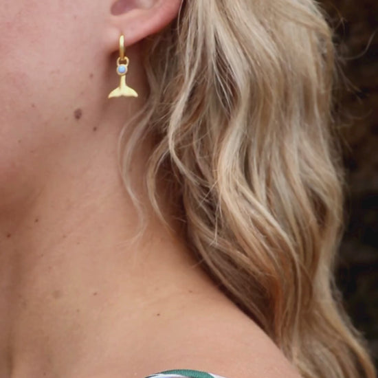La Sirene Blue Opal Gold Hoops