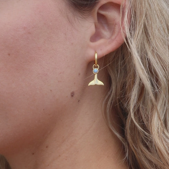 La Sirene Blue Opal Gold Hoops