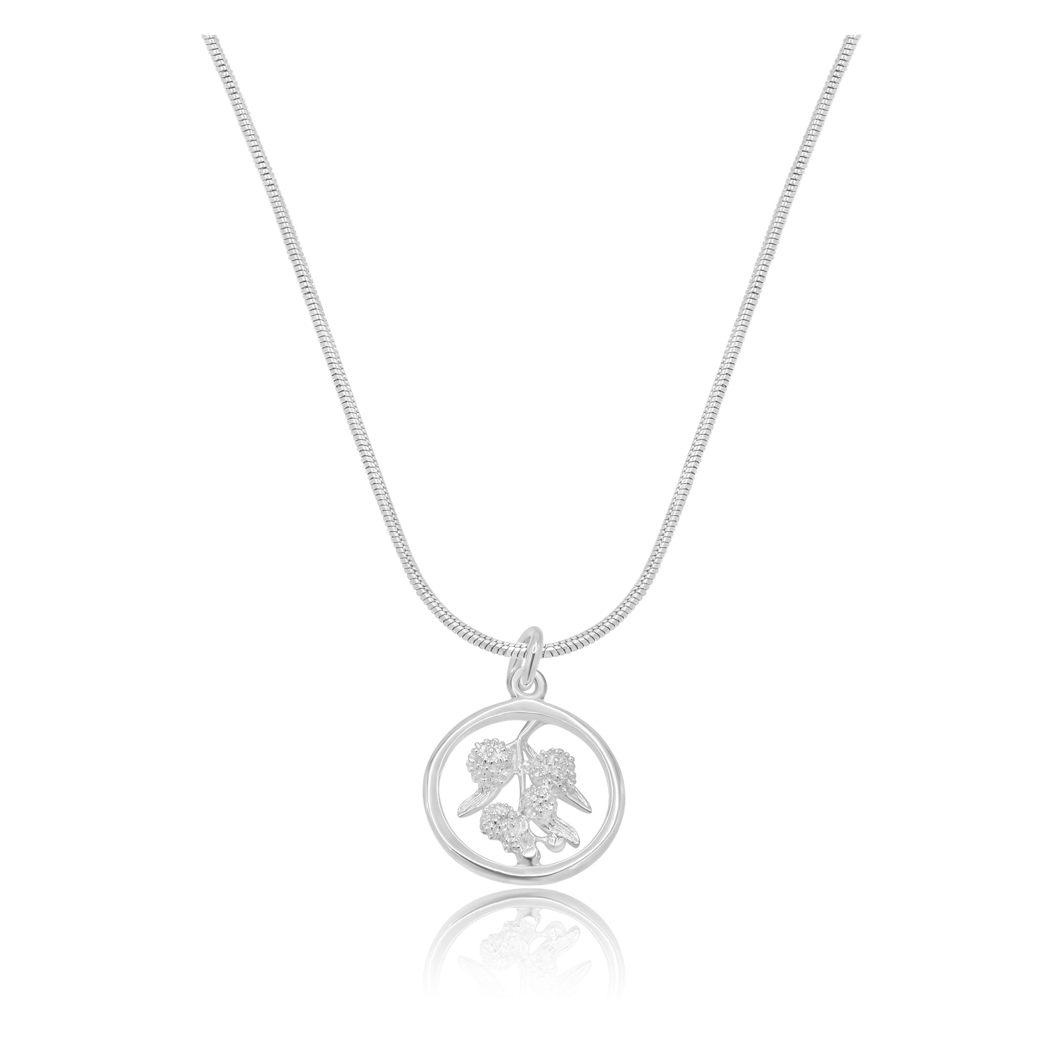 Australian Wattle Silver Rim Necklace