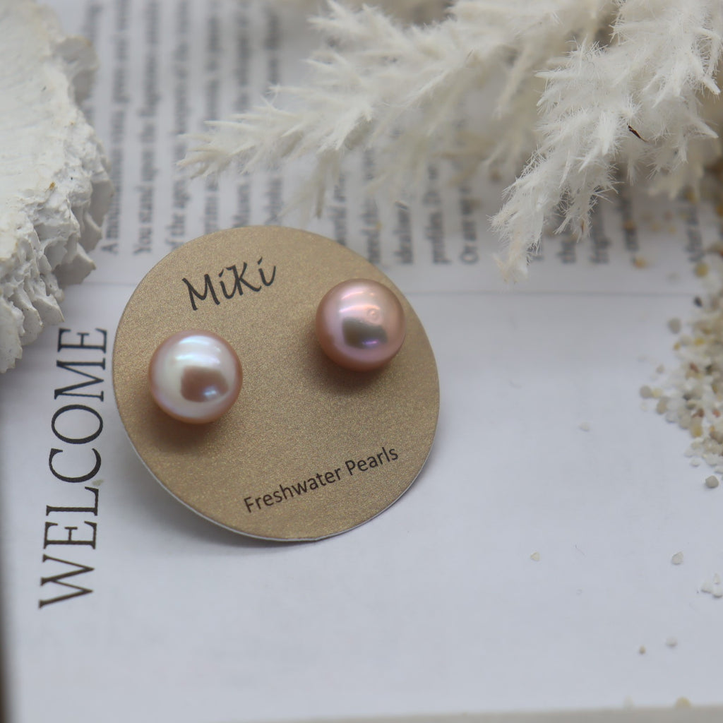 Baroque Freshwater Pearl Earrings  11 mm by 12 mm