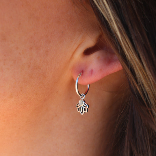 Amaya Mother of Pearl Huggie Silver WHOLESALE