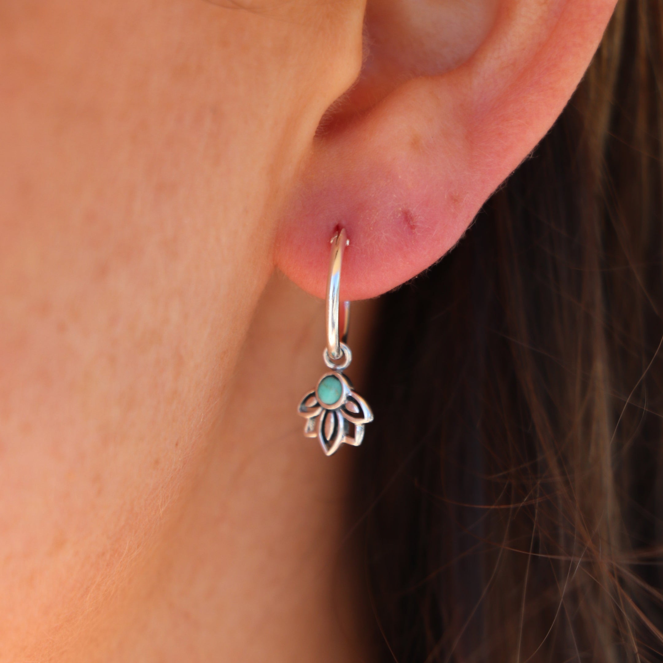 Amaya Turquoise Huggie Silver WHOLESALE