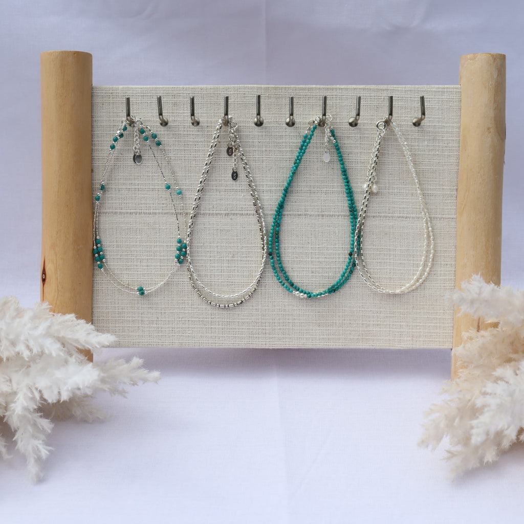 Bamboo and Linen Anklet Display