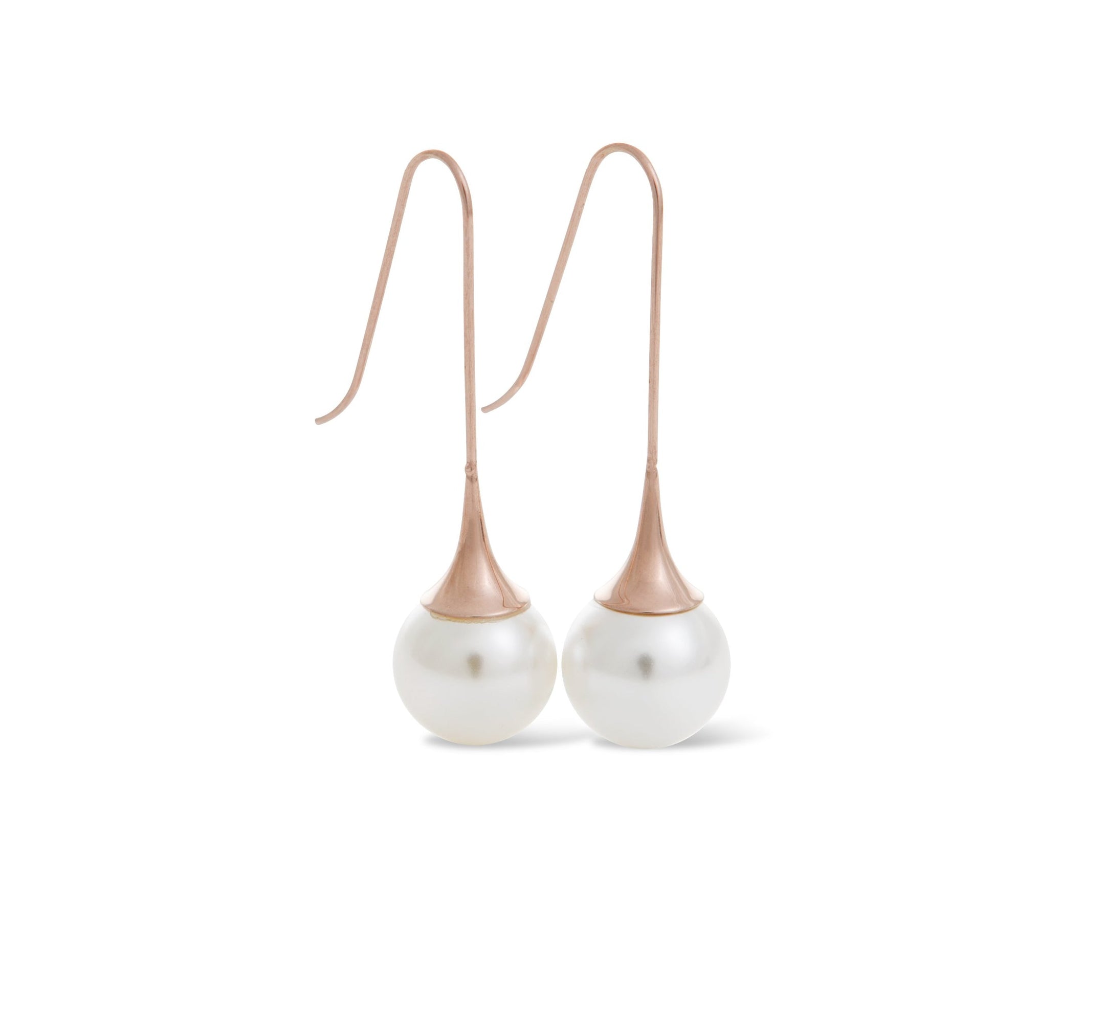 Fluted Pearl Earring Drop Rose Gold WHOLESALE
