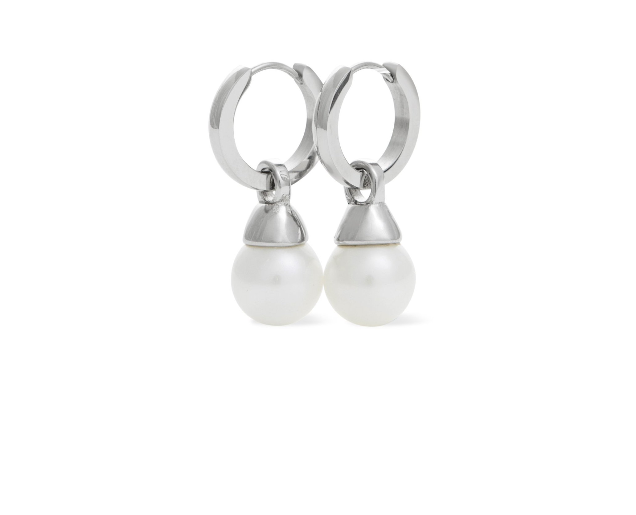 Shell Pearl Hoop Silver